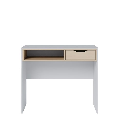 Bureau Coloris Blanc Avec Un Tiroir Couleur Cambrien ,table D'étude Avec Rangement