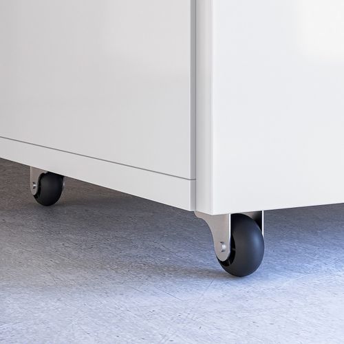 Bureau Rétractable Avec Bibliothèque Et Espace De Rangement Intégrée Coloris Blanc