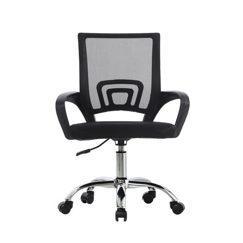 Chaise De Bureau Noire Avec Dossier Et Accoudoirs En Maille, Roulettes En Métal