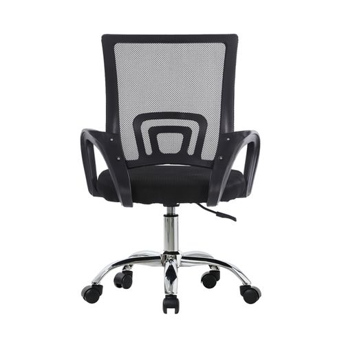 Chaise De Bureau Noire Avec Dossier Et Accoudoirs En Maille, Roulettes En Métal