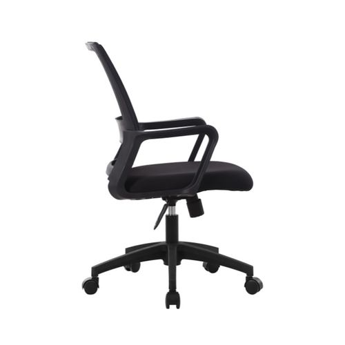 Chaise De Bureau Noire Avec Dossier Et Accoudoirs En Maille, Roulettes En Métal