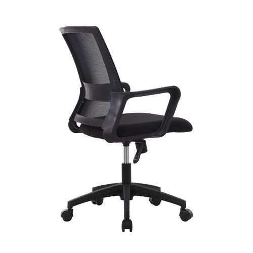 Chaise De Bureau Noire Avec Dossier Et Accoudoirs En Maille, Roulettes En Métal