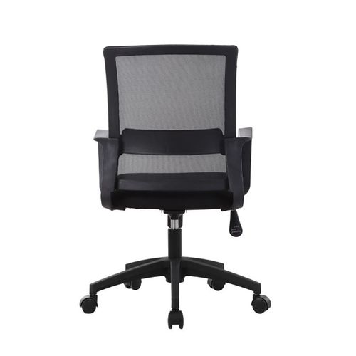 Chaise De Bureau Noire Avec Dossier Et Accoudoirs En Maille, Roulettes En Métal