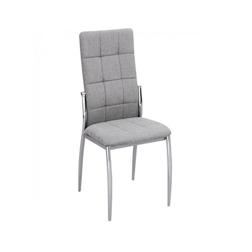 Lot De 4 Chaises De Salle à Manger Grises Avec Pieds En Métal , Assise En Tissu Rembourée