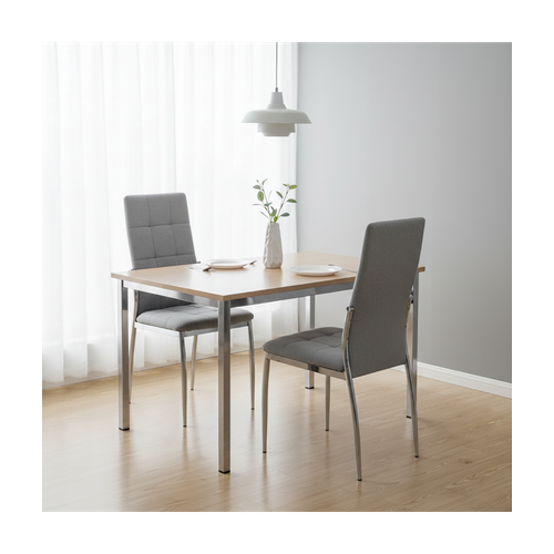 Lot De 4 Chaises De Salle à Manger Grises Avec Pieds En Métal , Assise En Tissu Rembourée