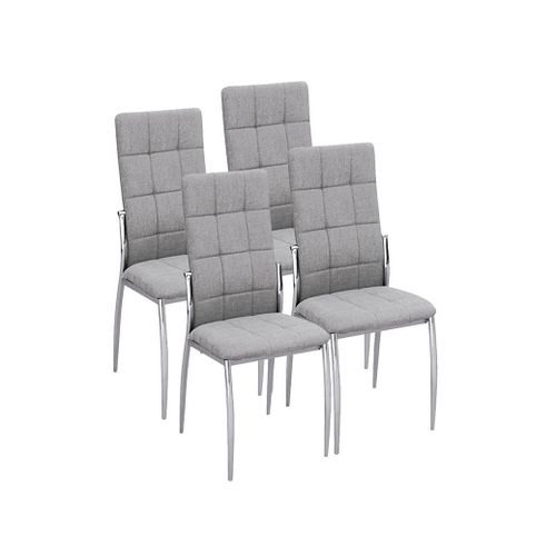 Lot De 4 Chaises De Salle à Manger Grises Avec Pieds En Métal , Assise En Tissu Rembourée