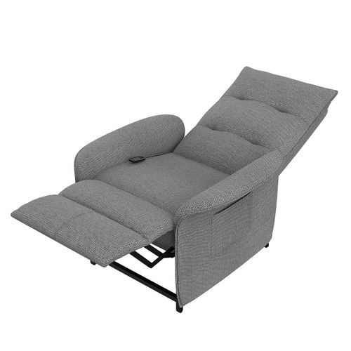 Fauteuil De Relaxation Inclinable Électrique Avec Télécommande Revêtu De Tissu Gris