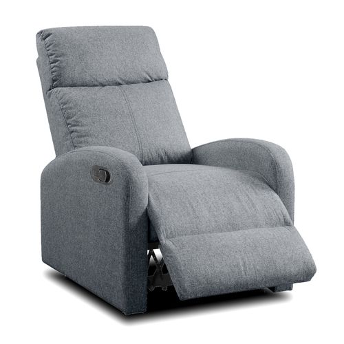 Fauteuil De Relaxation Inclinable Manuel En Tissu Gris - Hauteur 95 X Longueur 95 X 97 Cm