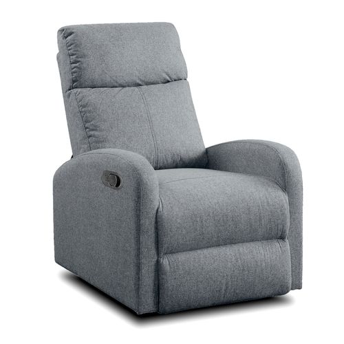 Fauteuil De Relaxation Inclinable Manuel En Tissu Gris - Hauteur 95 X Longueur 95 X 97 Cm