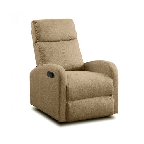 Fauteuil De Relaxation Inclinable Manuel En Tissu Marron - Hauteur 95 X Longueur 95 X 97 Cm