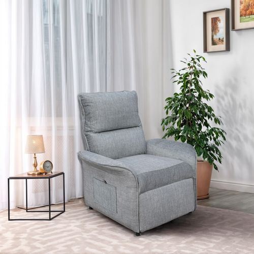 Fauteuil De Relaxation Inclinable Électrique Couleur Gris Clair - L. 80 X H. 102 X P. 71 Cm