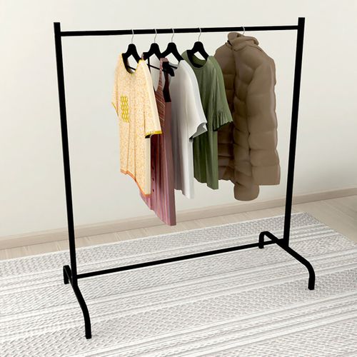 Portant à Vêtements à Roulettes Structure En Métal Noir - Longueur 104x Hauteur 135 X Largeur 48 Cm