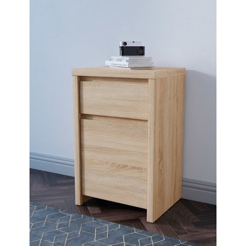 Commode Meuble De Rangement Avec 1 Porte Et 1 Tiroir, Coloris Chêne Sonoma