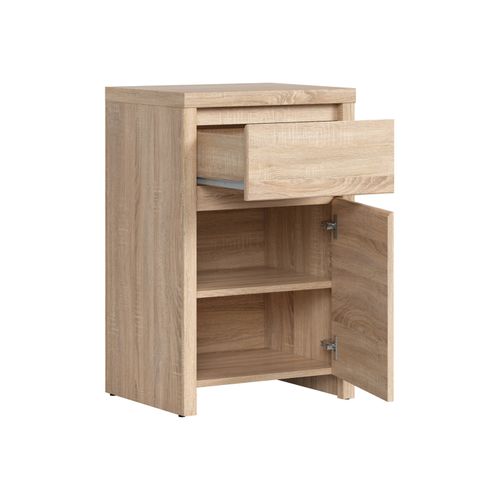 Commode Meuble De Rangement Avec 1 Porte Et 1 Tiroir, Coloris Chêne Sonoma