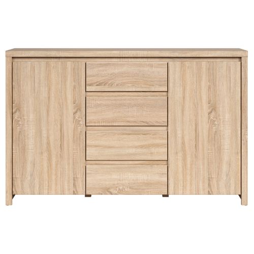 Commode Buffet Meuble De Rangement à 2 Portes Et 4 Tiroirs, Coloris Chêne Sonoma