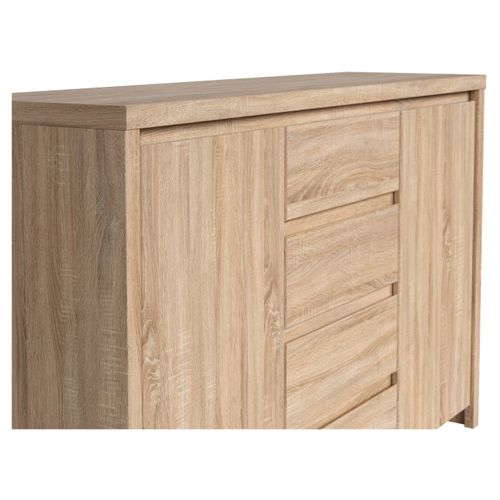 Commode Buffet Meuble De Rangement à 2 Portes Et 4 Tiroirs, Coloris Chêne Sonoma