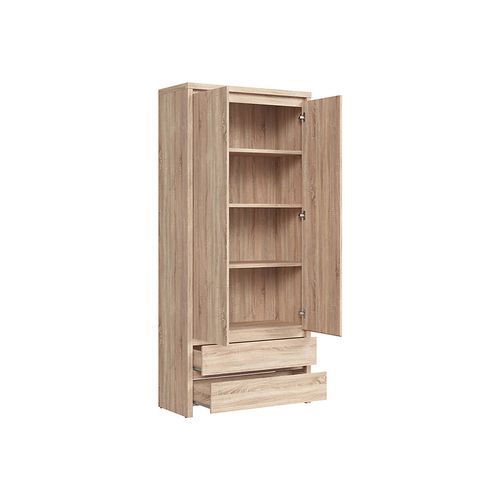 Bibliothèque Armoire Placard à 2 Portes Et 2 Tiroirs, Coloris Chêne Sonoma