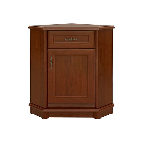 Commode D'angle Avec 1 Porte Et 1 Tiroir Coloris Châtaigne - L. 60 X P. 60,5 X H. 90,5 Cm