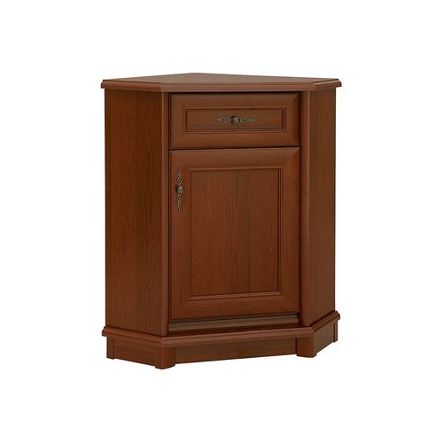 Commode D'angle Avec 1 Porte Et 1 Tiroir Coloris Châtaigne - L. 60 X P. 60,5 X H. 90,5 Cm