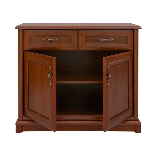 Commode Buffet Meuble De Rangement à 2 Portes Et 2 Tiroirs, Couleur Châtaigne