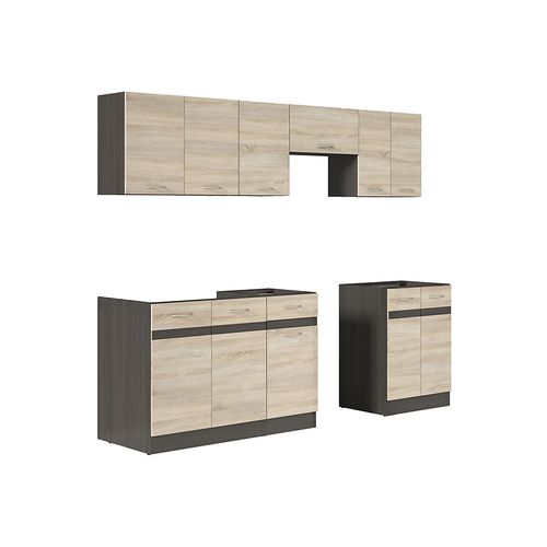 Cuisine Complète 240 Cm,ensemble De Meuble De Cuisine, Sans Plan De Travail