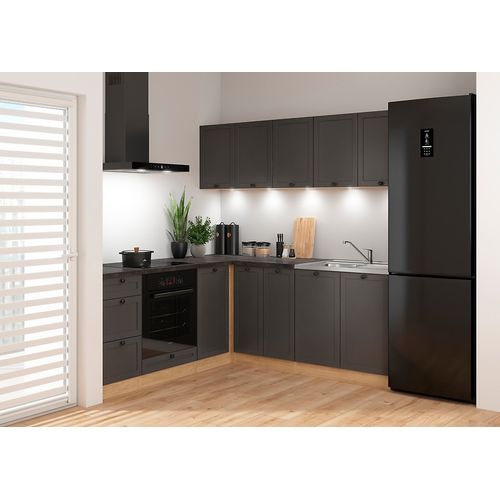 Cuisine D'angle Complète 200x200 Cm, Meubles De Cuisine Modulables, Plan De Travail Noir Inclus