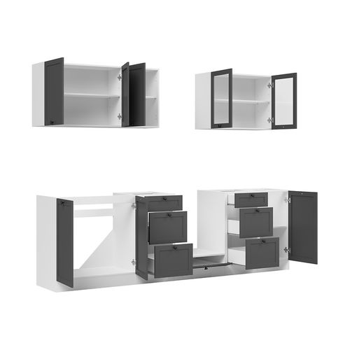 Cuisine Complète 260 Cm,ensemble De Meuble De Cuisine, Plan De Travail Non Inclus