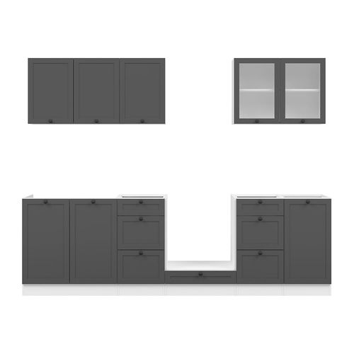 Cuisine Complète 260 Cm,ensemble De Meuble De Cuisine, Plan De Travail Non Inclus