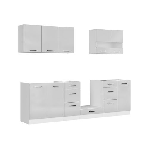 Cuisine Complète 260 Cm,ensemble De Meuble De Cuisine, Plan De Travail Non Inclus