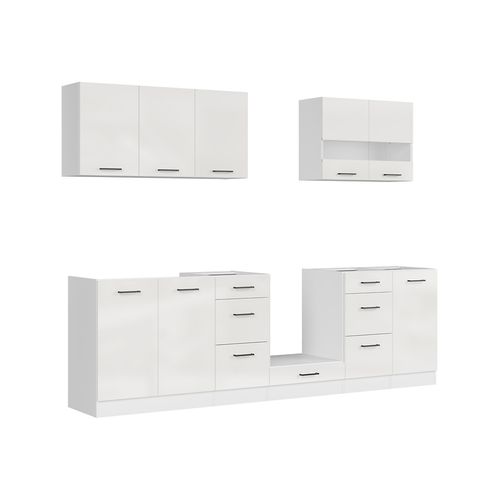 Cuisine Complète 260 Cm,ensemble De Meuble De Cuisine, Plan De Travail Non Inclus