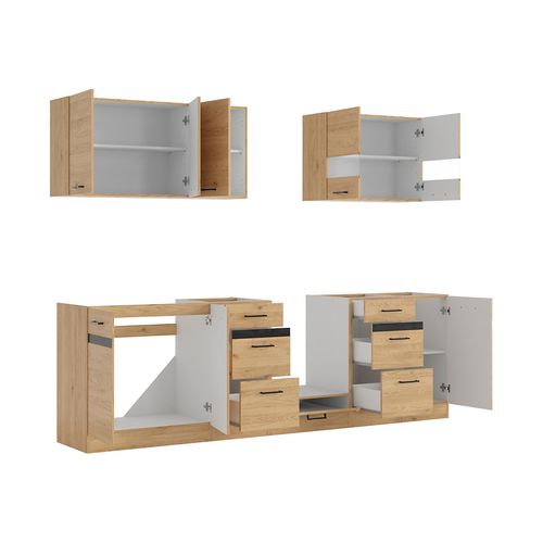 Cuisine Complète 260 Cm,ensemble De Meuble De Cuisine, Plan De Travail Non Inclus