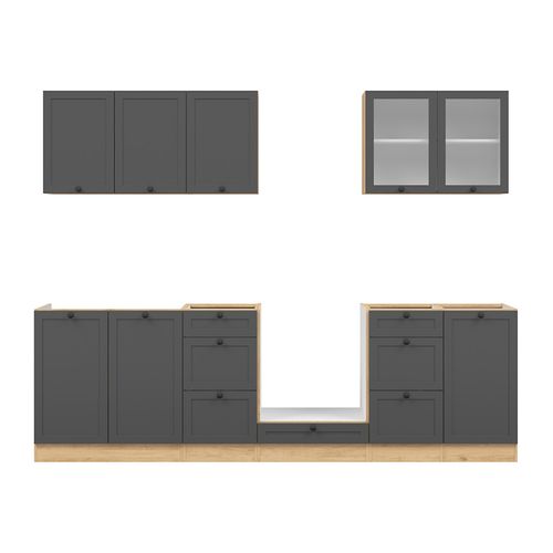 Cuisine Complète 260 Cm,ensemble De Meuble De Cuisine, Plan De Travail Non Inclus