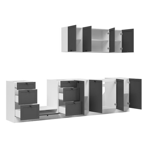 Cuisine Complète 300 Cm,ensemble De Meuble De Cuisine, Plan De Travail Non Inclus