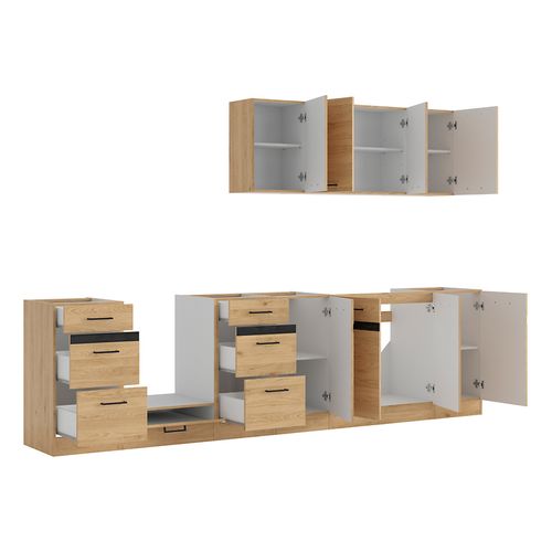 Cuisine Complète 300 Cm,ensemble De Meuble De Cuisine, Plan De Travail Non Inclus