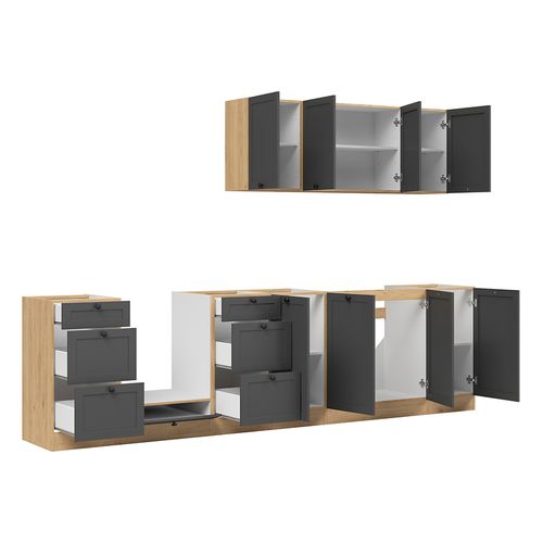 Cuisine Complète 300 Cm,ensemble De Meuble De Cuisine, Plan De Travail Non Inclus