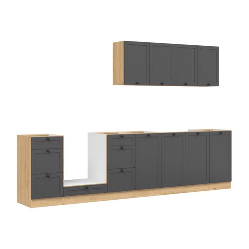 Cuisine Complète 300 Cm,ensemble De Meuble De Cuisine, Plan De Travail Non Inclus