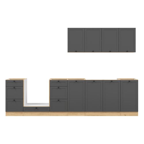 Cuisine Complète 300 Cm,ensemble De Meuble De Cuisine, Plan De Travail Non Inclus