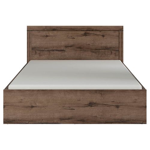 Lit Coffre Adulte 2 Places 160x200 Avec Cadre Sommier Et Rangement, Coloris Chêne Marron Foncé