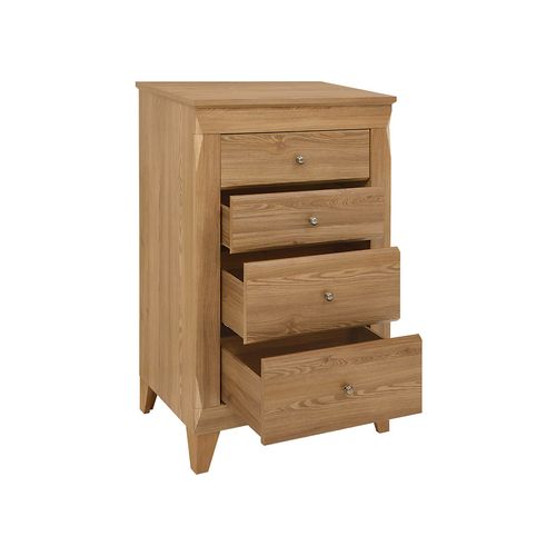 Commode Chiffonier à 4 Tiroirs Fermeture Soft-close Coloris Mélèze Doré - L. 72 X P. 47 X H. 116 Cm