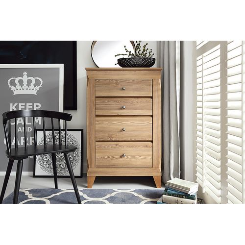 Commode Chiffonier à 4 Tiroirs Fermeture Soft-close Coloris Mélèze Doré - L. 72 X P. 47 X H. 116 Cm