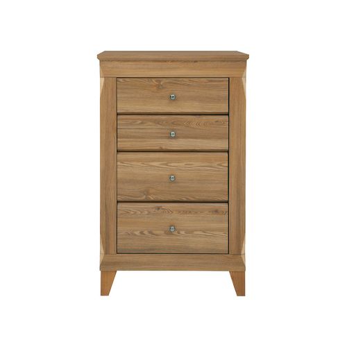 Commode Chiffonier à 4 Tiroirs Fermeture Soft-close Coloris Mélèze Doré - L. 72 X P. 47 X H. 116 Cm