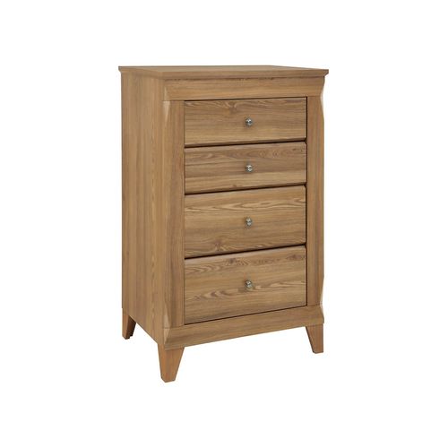 Commode Chiffonier à 4 Tiroirs Fermeture Soft-close Coloris Mélèze Doré - L. 72 X P. 47 X H. 116 Cm