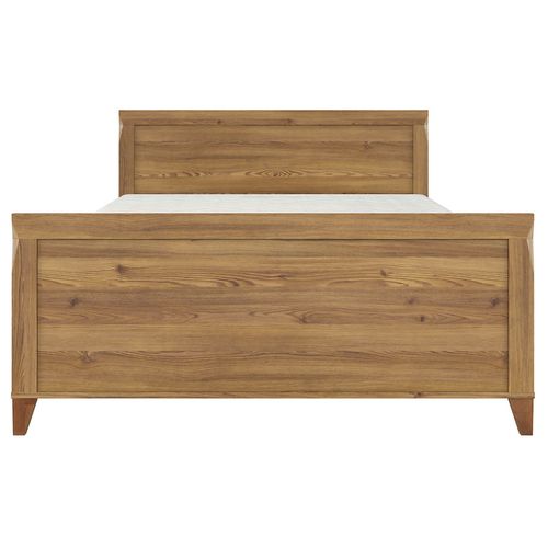 Lit Adule Double 140x200 Lit 2 Places Coloris Mélèze Doré - L. 204,5 X P. 145,5 X H. 78,5-102,5 Cm