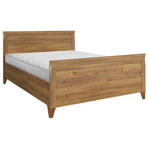 Lit Adule Double 160x200 Lit 2 Places Coloris Mélèze Doré - L. 204,5 X P. 165,5 X H. 78,5-102,5 Cm