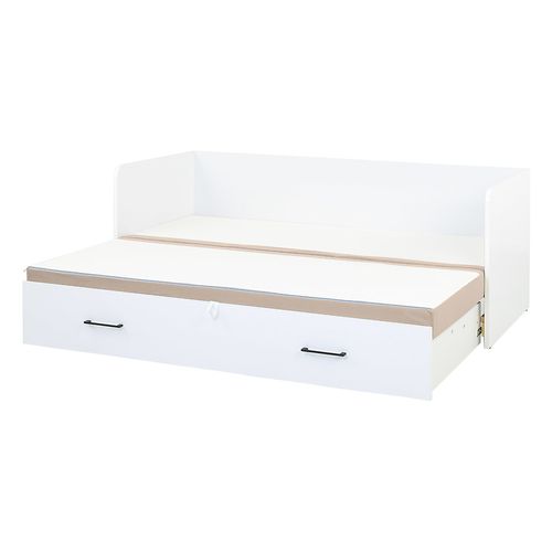 Lit, canapé convertible 80-160x200 cm avec coffre de rangement, matelas et 3 oreillers