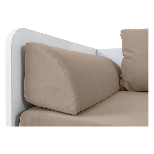 Lit, canapé convertible 80-160x200 cm avec coffre de rangement, matelas et 3 oreillers