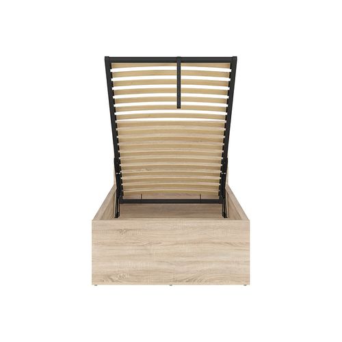 Lit 90x200 Lit 1 Place Avec Sommier Et Rangement, Coloris Chêne Sonoma