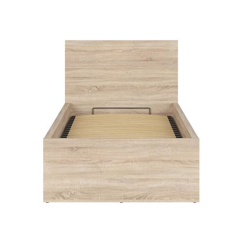 Lit 90x200 Lit 1 Place Avec Sommier Et Rangement, Coloris Chêne Sonoma