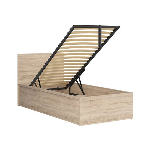 Lit 90x200 Lit 1 Place Avec Sommier Et Rangement, Coloris Chêne Sonoma