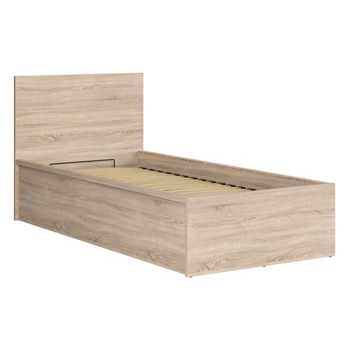 Lit 90x200 Lit 1 Place Avec Sommier Et Rangement, Coloris Chêne Sonoma